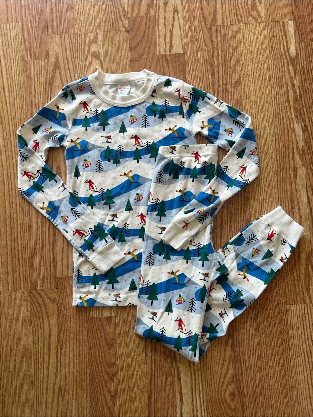 Hanna Andersson Kids Ski Print Long John Pajamas Size 140/US10